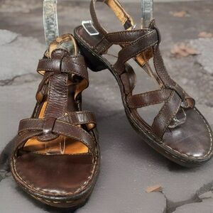 BORN Shoes Womens Size 9 Brown Leather Chenille Tamarind Strappy Sandal LIKE NEW